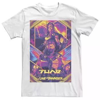 Мужская футболка с неоновым плакатом Marvel Thor Love And Thunder Thor и женская футболка Thor Licensed Character