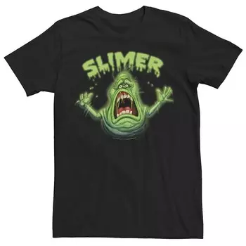 Мужская футболка с неоновым портретом Slimer Ghostbusters Slimer Licensed Character, черный