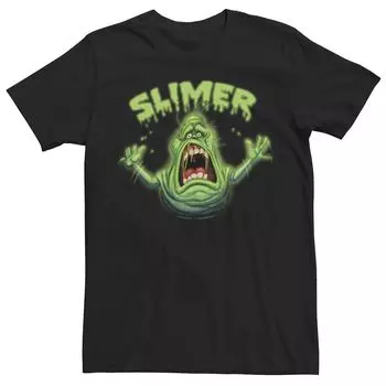 Мужская футболка с неоновым портретом Slimer Ghostbusters Slimer Licensed Character