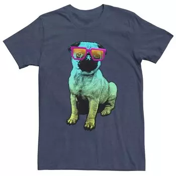 Мужская футболка с неоновым портретом Sun Pug и графическим рисунком Licensed Character