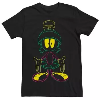 Мужская футболка с неоновым рисунком Looney Tunes Marvin The Martian Licensed Character, черный