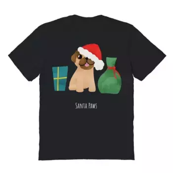 Мужская футболка с новогодним принтом Santa Paws Licensed Character, черный