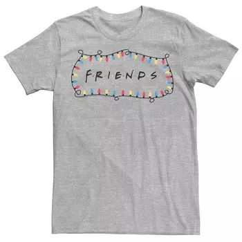 Мужская футболка с объемным логотипом Friends Christmas Lights Licensed Character, цвет Athletic Heather