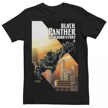 Мужская футболка с обложкой комиксов Marvel Black Panther Sound Fury #1 Licensed Character