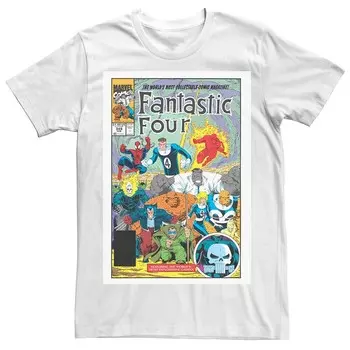 Мужская футболка с обложкой комиксов Marvel Fantastic Four и графическим рисунком, белый