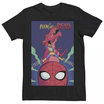 Мужская футболка с обложкой комиксов «Marvel Moon Girl & Evil Dinosaur Meet Spider-Man» Licensed Character