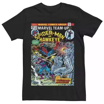 Мужская футболка с обложкой комиксов Marvel Team-Up «Человек-паук и Соколиный глаз» Licensed Character