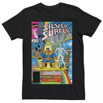 Мужская футболка с обложкой комиксов Marvel Thanos Guide To The Galaxy Silver Surfer и графическим рисунком Licensed Character, черный