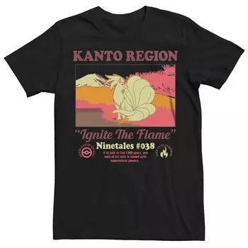 Мужская футболка с открыткой Pokmon Kanto Region Ninetales Licensed Character, черный