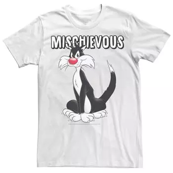 Мужская футболка с озорным портретом Looney Tunes Sylvester Licensed Character