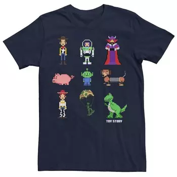 Мужская футболка с пиксельным рисунком Disney Pixar's Toy Story Licensed Character, темно-синий