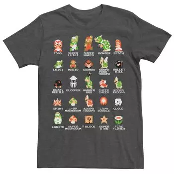 Мужская футболка с пиксельными персонажами в стиле ретро Nintendo Super Mario Licensed Character
