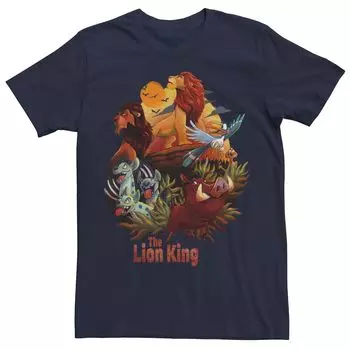 Мужская футболка с плакатом Disney King Lion King Main Cast Licensed Character, синий
