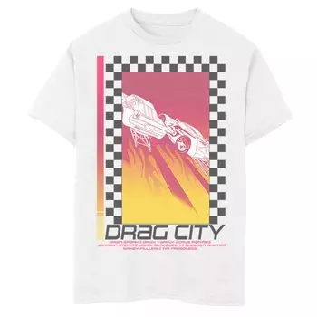 Мужская футболка с плакатом Disney Pixar Cars Drag City Flames Licensed Character