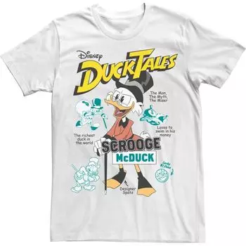 Мужская футболка с плакатом Duck Tales Richest Duck Licensed Character, белый