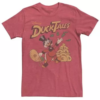 Мужская футболка с плакатом Duck Tales Scrooge Throwing Dollars Licensed Character, цвет Red Heather