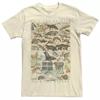 Мужская футболка с плакатом Fifth Sun Save Animals Licensed Character, цвет Natural