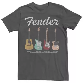 Мужская футболка с плакатом и гитарой Fender Licensed Character, цвет Charcoal