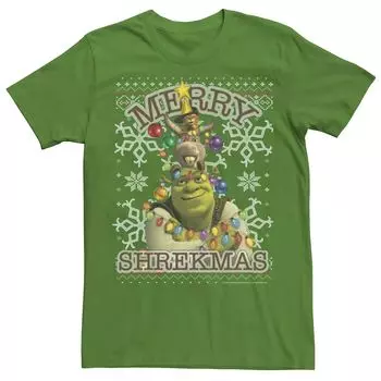 Мужская футболка с плакатом и надписью Shrek Donkey & Puss Merry Shrekmas Holiday Licensed Character