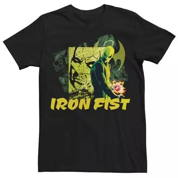 Мужская футболка с плакатом и панелями Marvel Retro Iron Fist Licensed Character