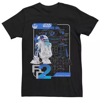Мужская футболка с плакатом и принтом «Звездные войны R2-D2», Черная Licensed Character, черный