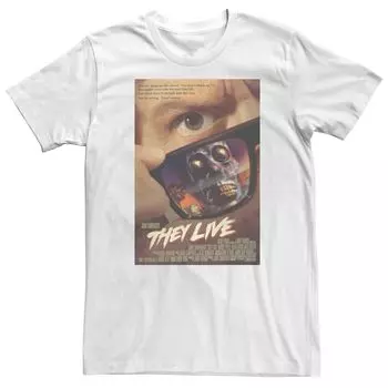 Мужская футболка с плакатом и солнечным стеклом They Live Licensed Character, белый