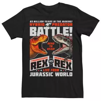 Мужская футболка с плакатом Jurassic World T-Rex VS I-Rex Battle Licensed Character
