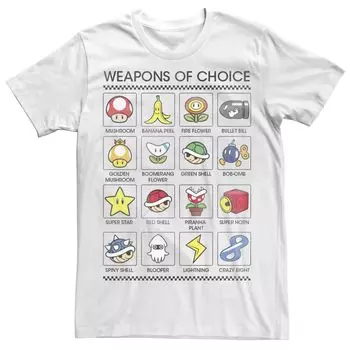 Мужская футболка с плакатом Nintendo Mario Kart Weapons Of Choice Item Licensed Character