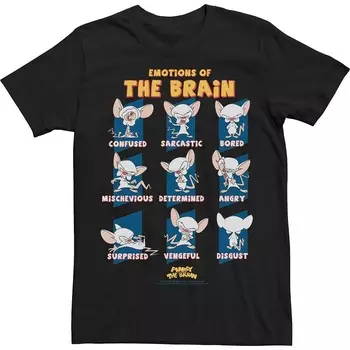 Мужская футболка с плакатом Pinky & The Brain The Brain Emotions Licensed Character, черный