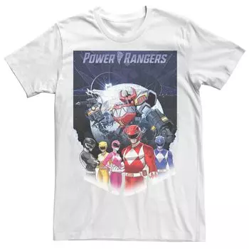 Мужская футболка с плакатом Power Rangers Fade Portrait Megazord Licensed Character