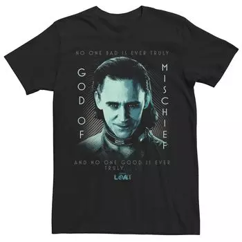 Мужская футболка с плакатом синего оттенка Marvel Loki God Of Mischief Licensed Character