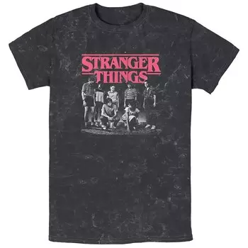 Мужская футболка с плакатом Stranger Things Faded Cast Licensed Character, черный
