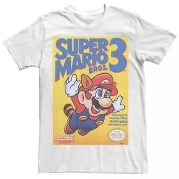 Мужская футболка с плакатом Super Mario Bros 3 Flying Raccoon Mario Licensed Character, белый