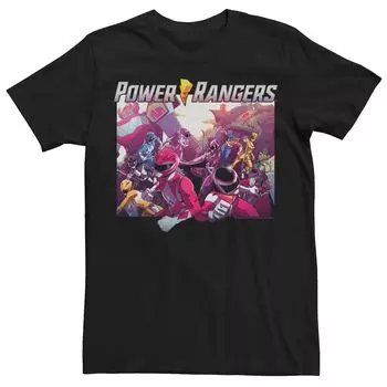 Мужская футболка с плакатом в стиле комиксов Power Rangers Licensed Character