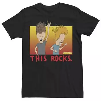 Мужская футболка с плакатом в стиле ретро Beavis & Butthead This Rocks Licensed Character