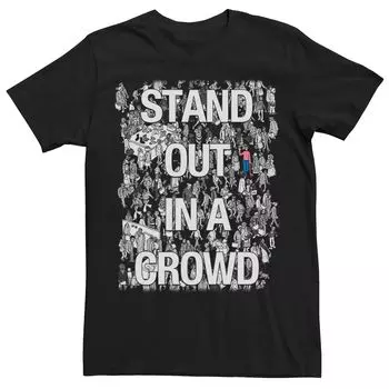 Мужская футболка с плакатом "Where's Waldo Stand Out In A Crowd" Licensed Character