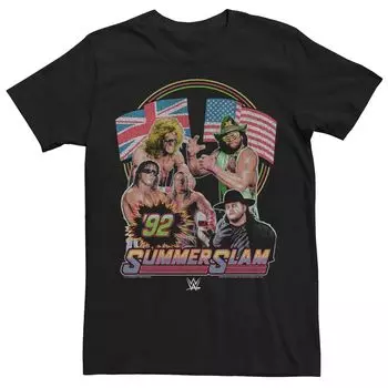 Мужская футболка с плакатом WWE Summerslam 92 Stellar Wrestling's UK vs USA Licensed Character