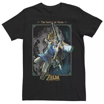 Мужская футболка с плакатом Zelda Breath Of The Wild Link Action Pose Licensed Character