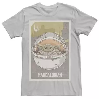 Мужская футболка с плакатом «Звездные войны, мандалорец, ребенок, известный как Малыш Йода» Star Wars, серебристый
