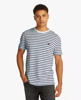 Мужская футболка с полосатым принтом и классическим кроем Tommy Jeans, синий