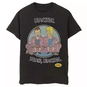 Мужская футболка с портретом Бивис и Баттхед "Nachos Yeah Nachos" Licensed Character, черный