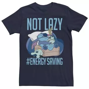 Мужская футболка с портретом Disney Lilo & Stitch Not Lazy #Energy Saving Licensed Character