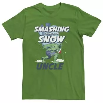 Мужская футболка с портретом дяди Marvel Hulk Smashing Through The Snow Licensed Character