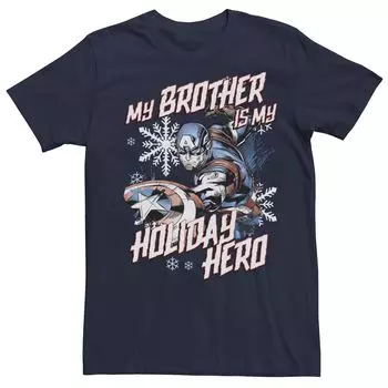 Мужская футболка с портретом героя Marvel «Капитан Америка Mt Brother Is My Holiday Hero» Licensed Character