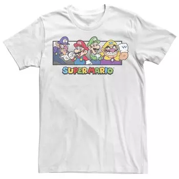 Мужская футболка с портретом и коллажем персонажей Super Mario Bros. Licensed Character