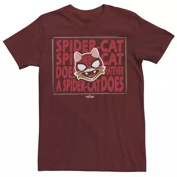 Мужская футболка с портретом и надписью «Marvel Spider-Cat Song» Licensed Character