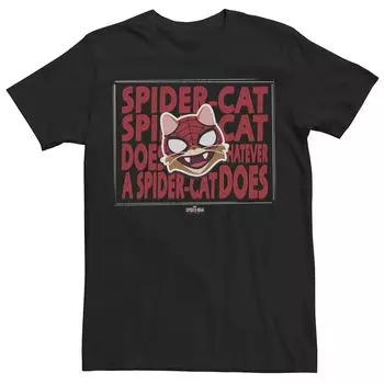 Мужская футболка с портретом и надписью «Marvel Spider-Cat Song» Licensed Character