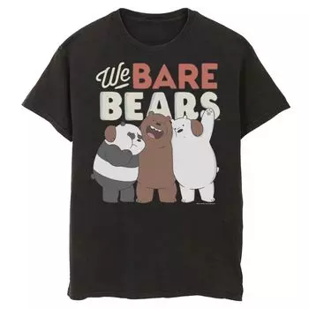 Мужская футболка с портретом и рисунком Cartoon Network We Bare Bears Trio Licensed Character, черный