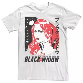 Мужская футболка с портретом кандзи Marvel Black Widow Licensed Character