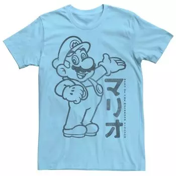 Мужская футболка с портретом кандзи Nintendo Super Mario Outline Licensed Character